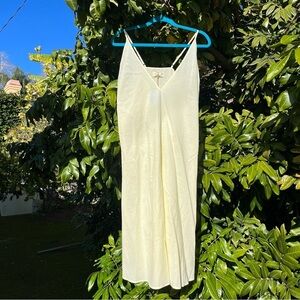 NWT PERLE MER butter yellow semi sheer sleeveless midi slip dress